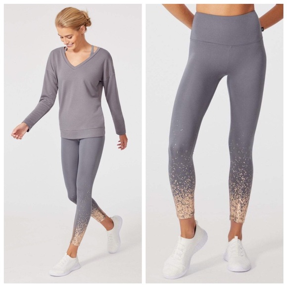 Marika Pants Grey And Gold Workout Tights Leggings Poshmark